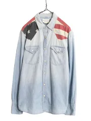 【お得なクーポン配布中!】 デニム&サプライ ラルフローレン シャンブレー ウエスタン シャツ レディース L 星条旗 ヨーク切替 100% コットン 長袖シャツ ポロ ブルー