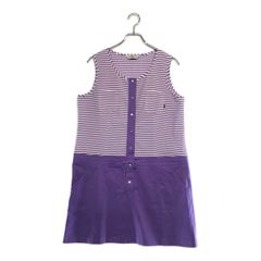 未使用品 レディース マンシングウェア Munsing wear ワンピース LL 紫×白 パープル ボーダー ノースリーブ