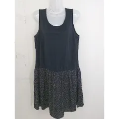 ◇ Aylesbury アリスバーリー ドット 水玉 ノースリーブ 膝丈 ワンピース サイズL ネイビー ベージュ レディース  【中古】 【1203210004106】