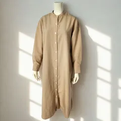 ディスコート Discoat　フロントオープン ワイド ロング シャツワンピース　カーキ　レディース