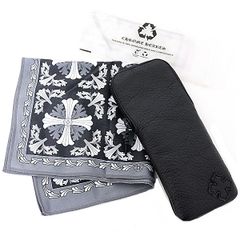 クロムハーツ CHROME HEARTS メガネケース レザーケース ダガージップ メガネクロス アイウェアクロス付き ブラック 【中古】Aランク