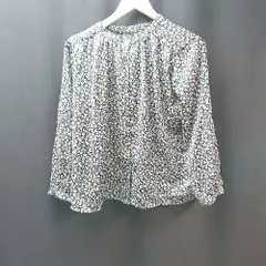 ◇ ViS ヴィス 柄もの 大人っぽい 綺麗め 生地薄手 長袖 ブラウス サイズF ブラック レディース E  【1309040081390】