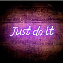 オーダー　ネオン管 Just do it 壁掛けライト アクリルボード付 おしゃれ看板 35×17.5cm 紫色　オリジナル