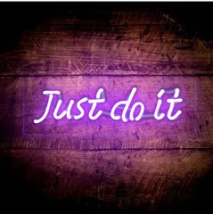 オーダー　ネオン管 Just do it 壁掛けライト アクリルボード付 おしゃれ看板 35×17.5cm 紫色　オリジナル