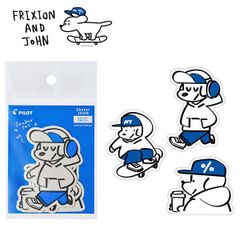 数量限定 パイロット フリクション スケータージョン コラボ ダイカットステッカー 3枚セット STKSJ25 Skater JOHN シバチャン かっこいい