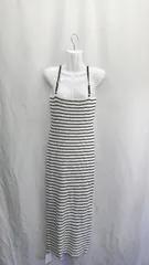 ◇ ⊂ ◎ ●美品● GRL グレイル ボーダー柄 ニット キャミ ロング丈 ワンピース サイズL ホワイト ブラック レディース E  【1411210015941】