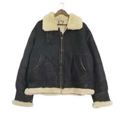 B-3 フライトジャケット ムートンレザージャケット 大きいサイズ ミリタリー ブラウン（メンズ XXL）中古 古着 A4593