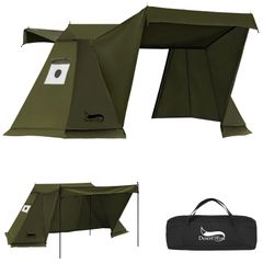 新品 DesertFox テント2人用 TC パップテント 軍幕 ポリコット 通気 煙突穴付き 前後開閉可能 設営簡単 4シーズン適用 キャンプ 焚き火 難燃 遮光 撥水 多機能 ツーリング 家族用 収納袋付き JYZ