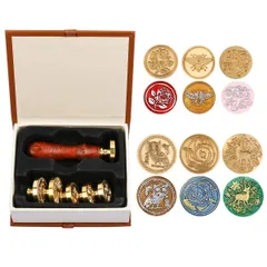 【人気商品】スタンプセット ワックスシールスタンプ 封蝋 スタンプ 木製ハンドル1本 入れ替えられる真鍮スタンプ6個セット 告白 シーリングワックス クリスマス 結婚式 招待状 誕生日 祝福 Sitengle 祝い 手紙 メッセージカード (6個セット（30m