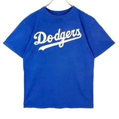 MajesticマジェスティックMLBロサンゼルス・ドジャースDodgers半袖Tシャツ野球ベースボールBASEBALLメジャーリーグチームロゴプリント両面プリントナンバリング#14青ブルー白ホワイト大谷翔平vintageヴィンテージ50717