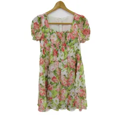 レッセパッセ ワンピース トップス 半袖 花柄 フレア レディース 36サイズ 白×ピンク LAISSE PASSE 【中古】