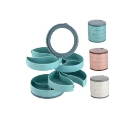 新品 Aylashine ジュエリー収納 4層 3色 アクセサリー収納トレイボックス 360度回転 コンパクト収納ボックス 小型ジュエリーボックス レディース ジュエリー収納ボックス ミラー付き 大容量 小物収納ボックス ジュエリーボックス ネックレス ブレス