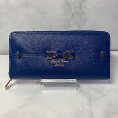 Samantha Thavasa Petit Choice サマンサタバサ プチチョイス　ラウンドファスナー長財布　ネイビー　リボンベルト　レザー