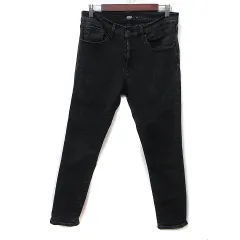 アズールバイマウジー AZUL by moussy スキニーパンツ カラーデニム ダメージ加工 XL 黒 ブラック /YI