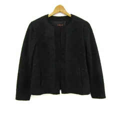 エヴェックス バイ クリツィア ノーカラージャケット アウター レディース 42サイズ ブラック×グリーン系 EVEX by KRIZIA 【中古】