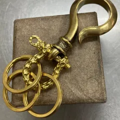 真鍮製カラビナ シンプルデザインフック 真鍮キーリング デザインシャックル