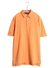【お得なクーポン配布中!】 90s ポロゴルフ ラルフローレン 半袖 ポロシャツ メンズ L オールド ポロ ペルー製 100% ピマ コットン 半袖シャツ 無地 シンプル オレンジ