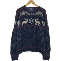古着 ALPACA 総柄 ノルディックセーター ペルー製 メンズXL相当  