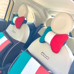 No.359  リボン型ネックパッド2点セット　ハンドメイド　FIAT アバルト　パンダ　アルファロメオ