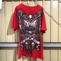 407 TAPOUT MPS プリントTシャツ タップアウト L レッド 夏 プルオーバー  ガイコツ ホワイト 古着卸アメリカ仕入