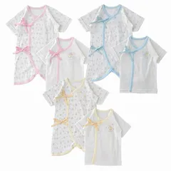 肌着2枚セット 動物さんたち 総柄 短肌着 コンビ肌着 50cm-60cm 2枚セット （ピンク ・水色 ・クリーム ）新生児ベビー 男の子 女の子肌着セット 御祝 退院着【新生児】【ベビー】 チャックル 3色展開