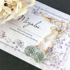 天然石 グリーンアメジスト 14kgf ピアス