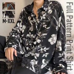 シャツ メンズ ストリート カジュアル 幾何学柄 花柄 柄 派手 柄シャツ 長袖シャツ ビッグシャツ かっこいい おしゃれ 長袖 モノトーン 大きいサイズ ゆったり 白 黒 ボタニカル柄 総柄 長そで きれいめ ブランド 韓国ファッション