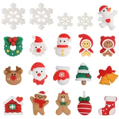 【在庫セール】FINGOOO クリスマス デコパーツ 20個・18種 アクリルカボション 雑貨 景品 ミニ 可愛い 飾り 手作り DIY 素材 フェルト ハンドメイド (クリスマス)