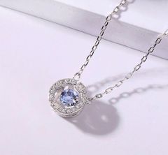 【在庫限り】　ラウンド　ブルー　ネックレス　ジルコニア