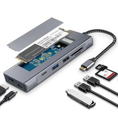 [2024高機能版]Wowssyo 10Gbps USBハブ 8 in 1タイプC 、ドッキングステーション、NVME M2 SSD ケース、M.2 SSD 外付けケース、SSDクローン、アンカ一、 USB Cマルチポートアダプタ HDMI 4K、USB  1