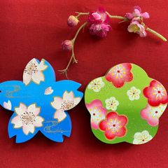 桜と梅のオブジェ【春】【ブルー×グリーン】【2個セット】【和 和風 インテリア】