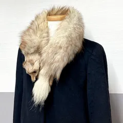 ブルーフォックス リアルファー マフラー 襟巻き 追掛 ライトブラウン 顔付き 毛皮 冬小物 レディース アパレル【中古】