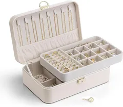 Vlando ジュエリーケース おしゃれ 引き出し 大容量 鍵付き アクセサリー 収納 ボックス ジュエリーオーガナイザー ネックレス イヤリング リング ブレスレット 収納ボックス 女の子 女性用 ギフト プレゼント 誕生日 (オフホワイ