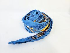 エルメス カレ プリセ プリーツスカーフ シルク100% ブルー ひし形 HERMES