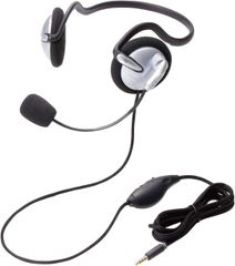 802 エレコム ヘッドセット マイク 4極 両耳 ネックバンド 耐久コード1.8m HS-NB05TSV
