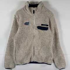 古着 コロンビア Columbia フルジップフリースジャケット ワンポイントロゴ ワッペン アウトドア ボア M  ベージュ系 レディース