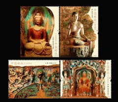 骨董市仕入れ 中国唐時代 敦煌莫高窟壁画 彩絵 人物像 発掘品