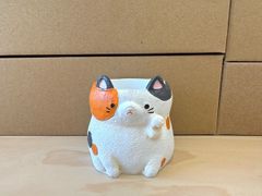【まねきいえねこ】リトルレジンポット　ミケ　5473　猫　ネコ　多肉植物　ミニプランター　プリザーブドフラワー　ポリレジン　レジンポット　レジン　ガーデニング雑貨　小物入れ　かわいい 　プレゼント　ギフト　★まとめ買い値下げ交渉可★