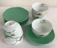 有田焼　弥生窯　蘭　茶托　湯呑　5客
