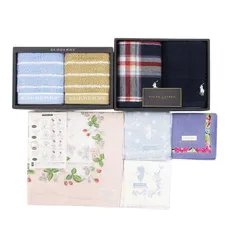 バーバリー BURBERRY ラルフローレン ハンカチセット タオル 花がら ロゴ 青 ベージュ ピンク /JS ■GY99