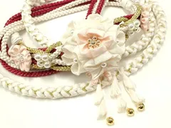 平和屋着物●和装小物　振袖用帯締め　装飾　つまみ細工　パール　ビーズ　鈴　金糸　逸品　AAAY7992ay