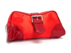 ■美品■ ChristianDior ディオール ナイロン×パテントレザー ポーチ マルチケース 小物入れ レディース レッド系 DJ7287