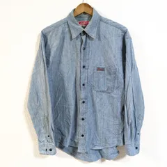 (^w^)b CocaCola コカコーラ デニム シャツ 長袖 ロゴ カジュアル ボタン 着回し おしゃれ こなれ感 重ね着 綿100% 古着 アメカジ 定番 紳士 メンズ ライト ブルー 青 サイズL