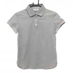 ★特価★アンパスィ 半袖ポロシャツ グレー×白 袖口・背面ドット レディース M ゴルフウェア and per se