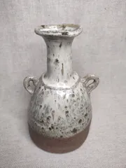 耳付き花器　斑釉薬花入れ　鶴首型花入れ　唐津焼