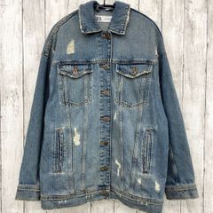 【 ZARA 】ザラ ダメージ加工 オーバーサイズデニムジャケット MEX26 Sサイズ