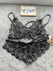 [comeondear] ブラジャー ショーツ ブラジャーセット リボン付き ノンワイヤー 締め付け感ない 脇高ブラ＆ショーツセット【 5XL】　管理X237