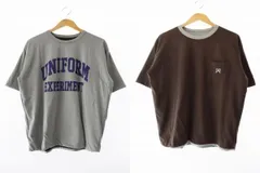 ユニフォームエクスペリメント uniform experiment リバーシブル カレッジロゴ キーアイコン ワンポイント 刺繍 半袖Tシャツ UE-210052 2 グレー ブラウン ブランド古着ベクトル 中古 250315