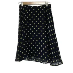 Max Mara(マックスマーラ) スカート サイズIJ42 レディース美品  - ネイビー×アイボリー シルク/ドット柄/ひざ丈