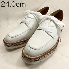 【新品 訳あり】モードエジャコモ　厚底レースアップシューズ　24.0㎝　白　ホワイト